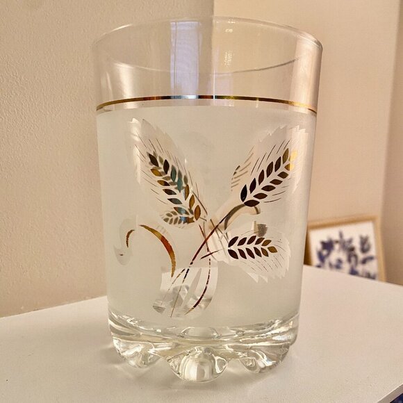 MCM Gold Wheat Frosted Glass Ice Bucket - Picture 5 of 10